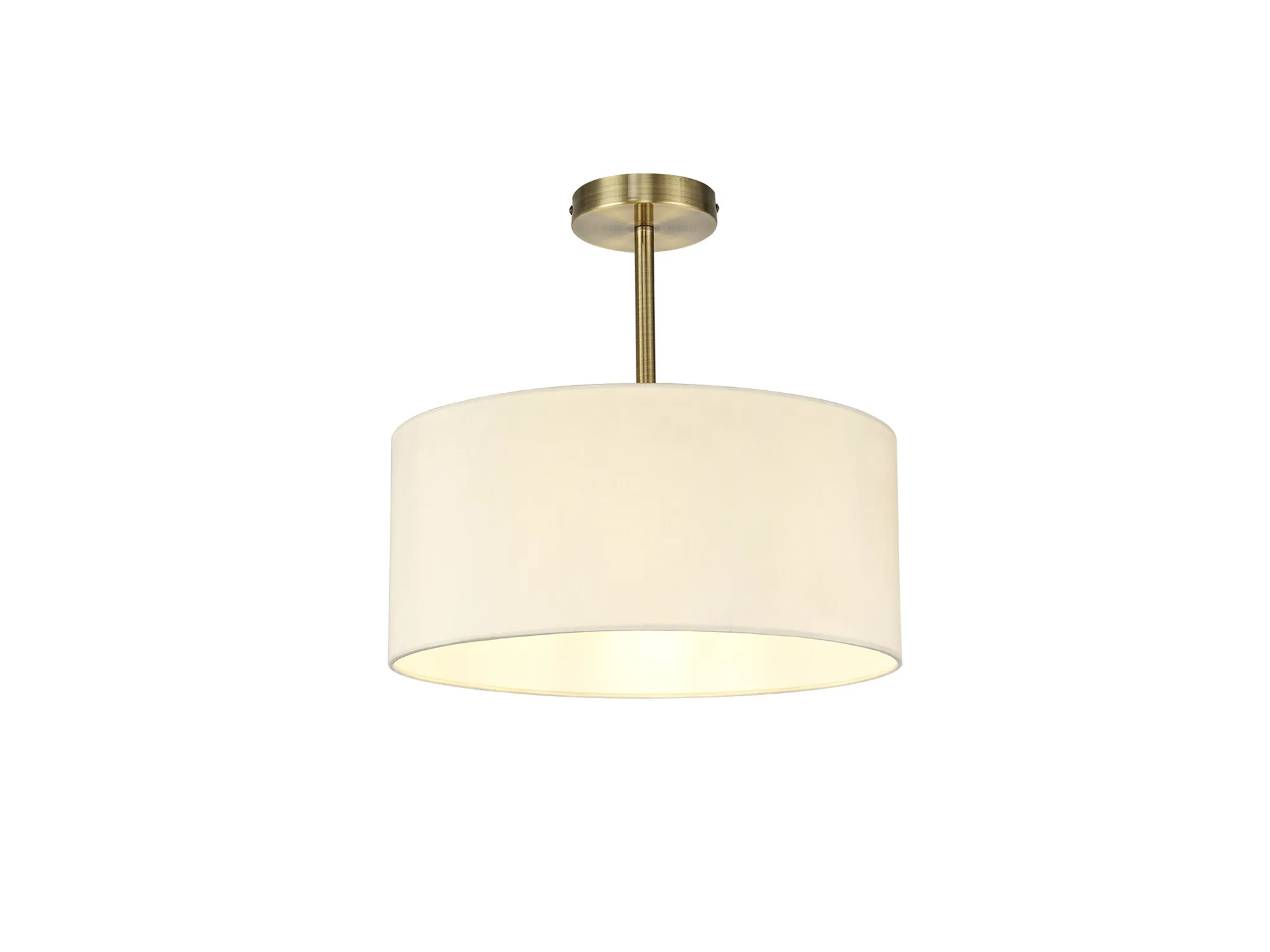 DK0167  Baymont 40cm Semi Flush 1 Light Antique Brass; Ivory Pearl